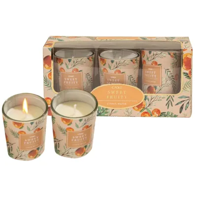 BOX DE VELAS AROMATICAS AROMA NARANJA X3 UNIDADES