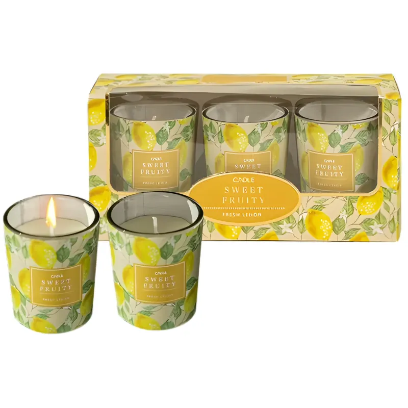 BOX DE VELAS AROMATICAS AROMA LIMON X3 UNIDADES
