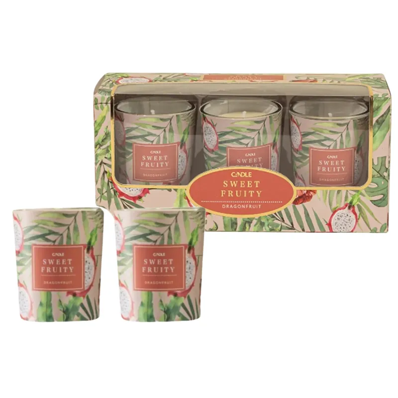 BOX DE VELAS AROMATICAS AROMA FRUTA DEL DRAGON X3 UNIDADES